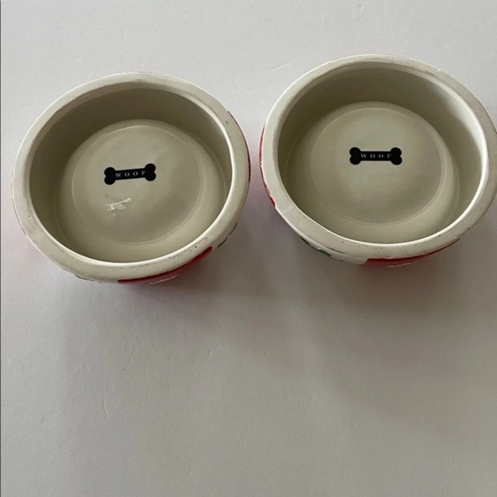 Woof Holiday Set of 2 Pet‎ Dog Bowls NEW